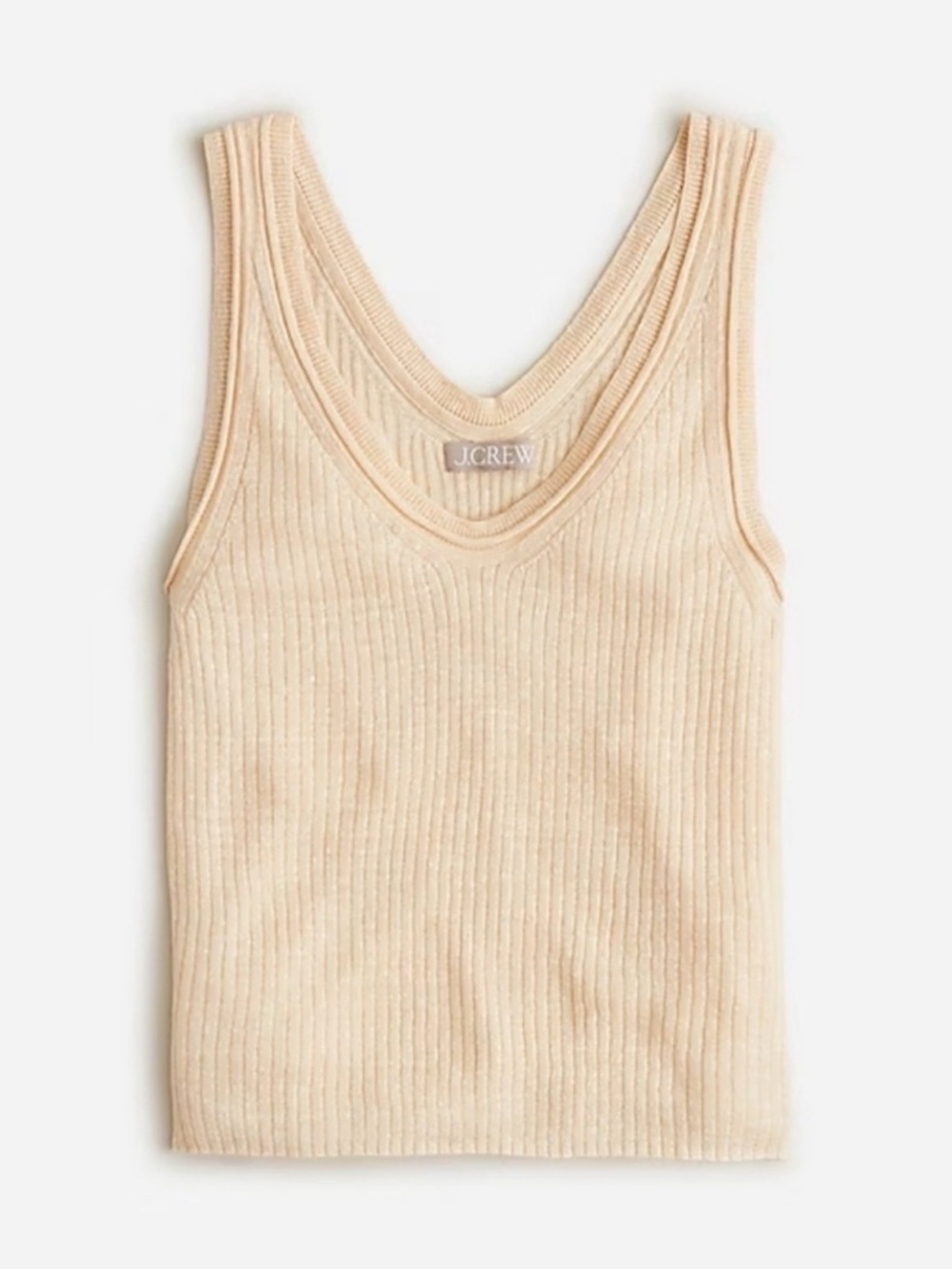 NWOT NEW J.Crew Ribbed Knit Sweater Tank Merino Linen Blend Beige XS–S Y2K